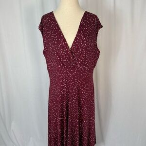 Gilli Burgundy Midi Dress with White Dots
